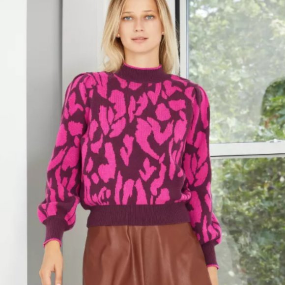 Who What Wear Sweaters - Animal Print Crewneck Pullover Sweater